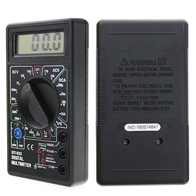 

DT832 Digital Multimeter LCD DC AC Voltmeter Ammeter Ohm Professional DT832 Ttransistor Tester Tools
