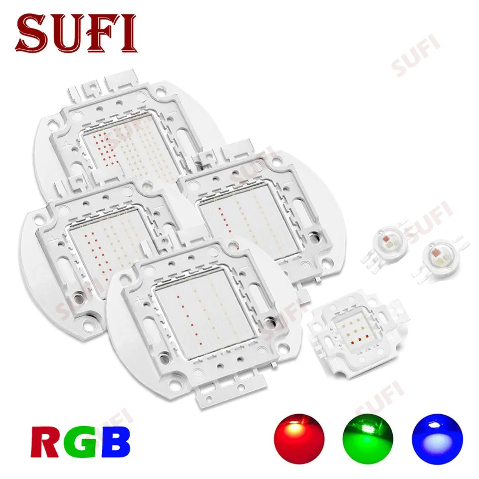 

High Power LED Chip RGB Red Green Blue 3W 10W 20W 30W 50W 100W Diode 3 10 20 30 50 100 W Watt COB for Lamp Light DIY Stage light