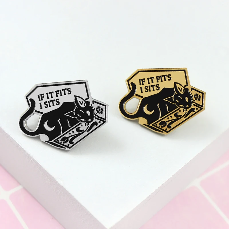 

If It Fits I Sits Cat In A Opening Coffin Carved With Flowers Neo-Gothic Dark Occult Style Best Gift For Friend Stylish Design