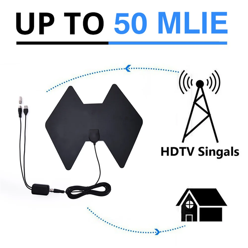 Digital Indoor TV Antenna Receiver Analog Signal Amplifier Booster HDTV