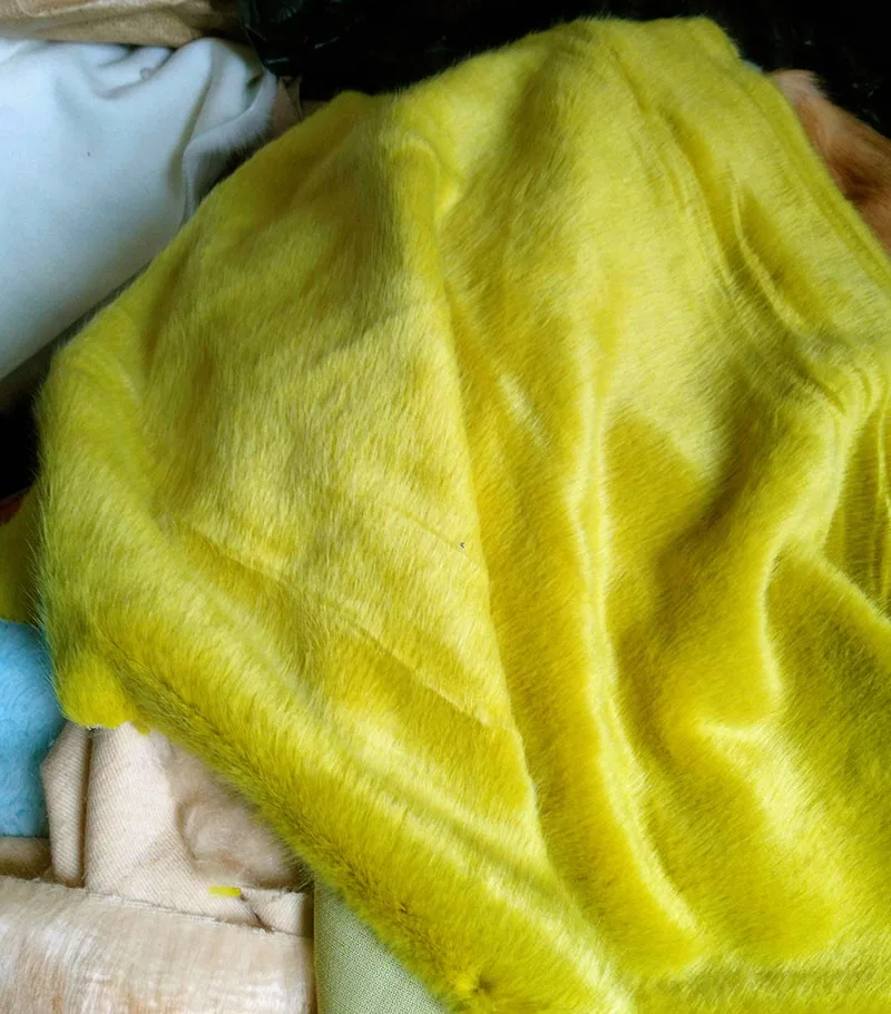 

Wholesale DR22 yellow color mink cloth,shawl fabric,felt cloth,faux fur fabric