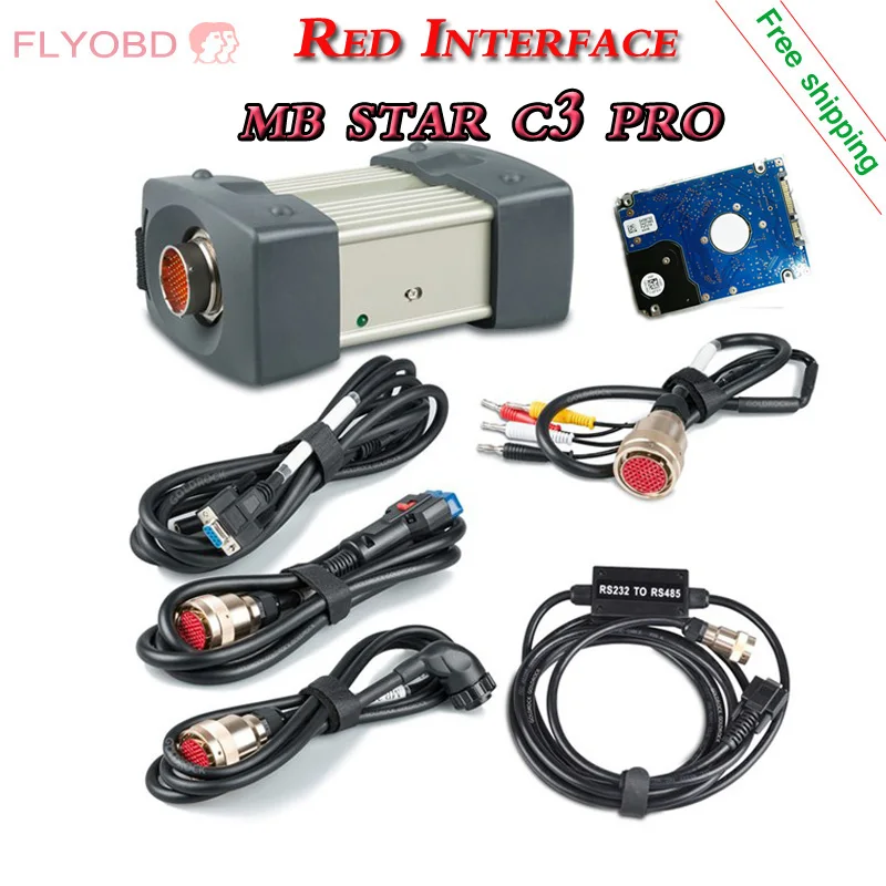 

Super Mb Star C3 Pro With 5 Cables Red Interface Star C3 diagnostic multiplexer with newest software HDD auto diagnostic tool