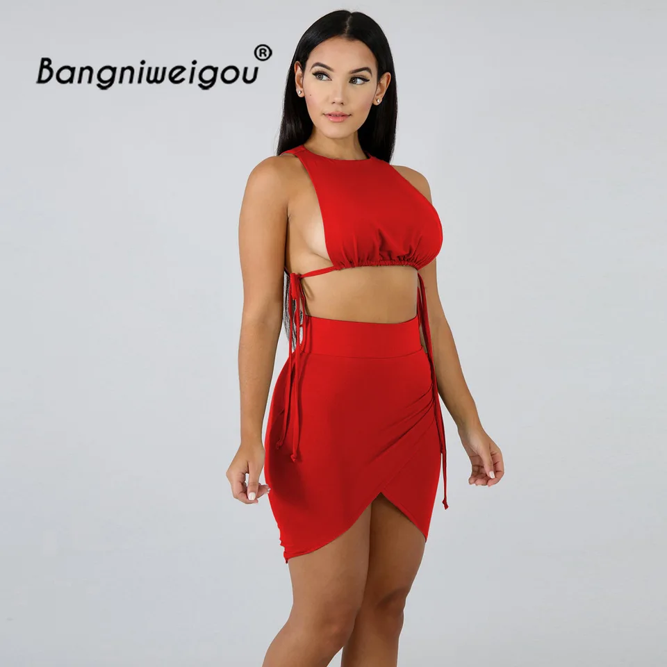 white bandeau and skirt set