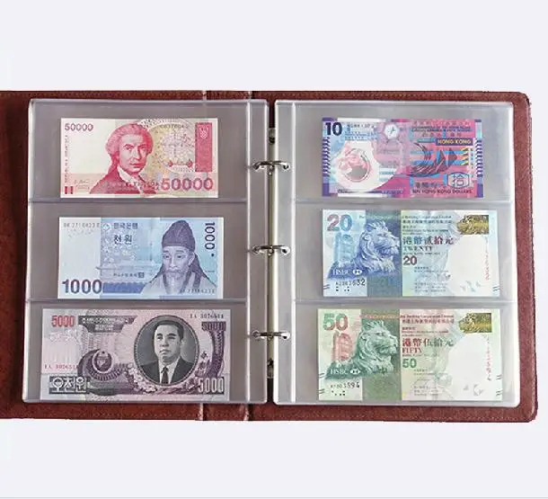 New quality home decoration leather coin album paper money album 45 sheets loose leaves coin collection books for coins