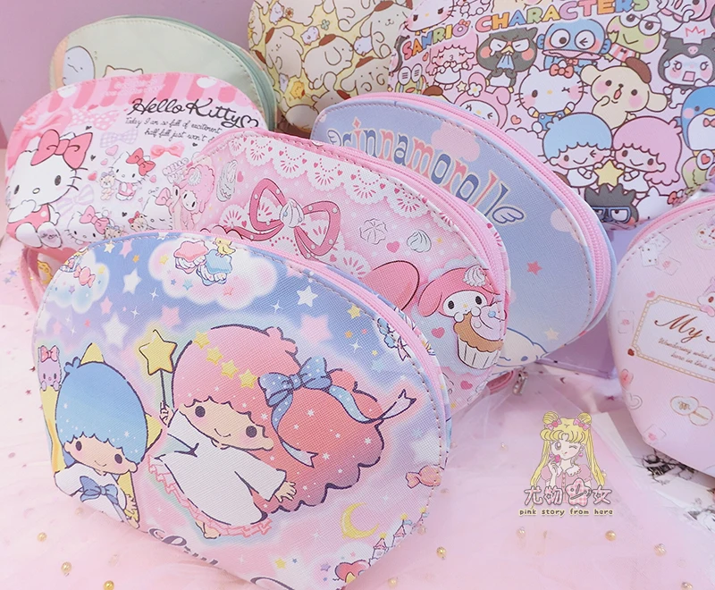 Мультяшная косметичка Sanrio, Hello Kitty My Melody Cinnamoroll Dog Little Twin Star, Милая женская косметичка для хранения, косметичка для девочек, подарок