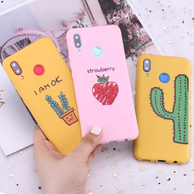 Для Huawei Honor Mate 10 20 Nova P20 P30 P40 P Смарт мультфильм растения цветы Кактус фрукты