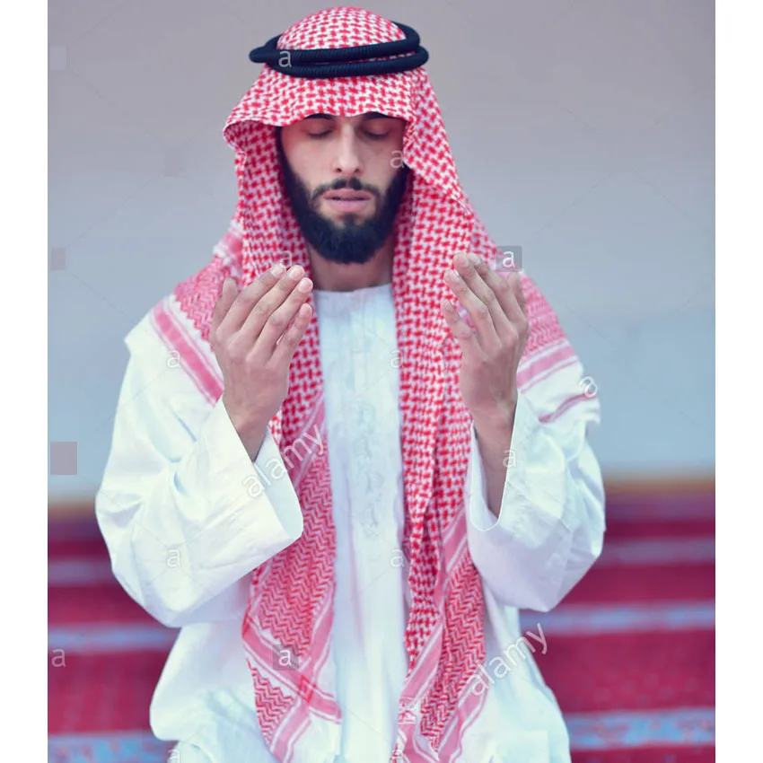 

Islamic Clothing Man Saudi Arabic Dubai Traditional Costumes Muslim Accessories Turban Praying Hat Plaid Head Scarf 135*135cm