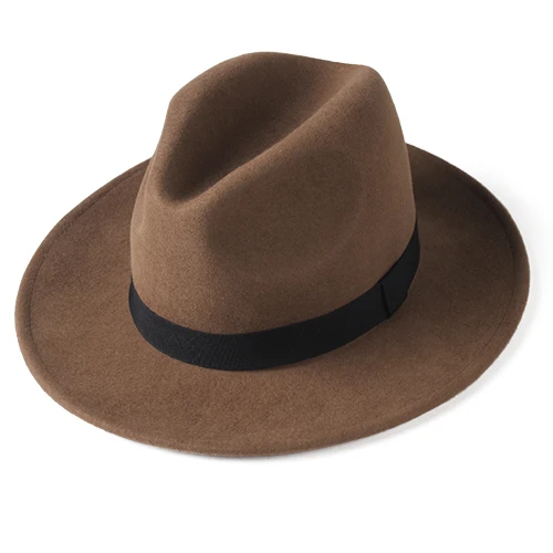 FURTALK Fedora шляпа для женщин и мужчин австралийская шерстяная фетровая шляпа с широкими полями винтажная джазовая фетровая шляпа для пары зимняя шапка для женщин - Цвет: light brown 1