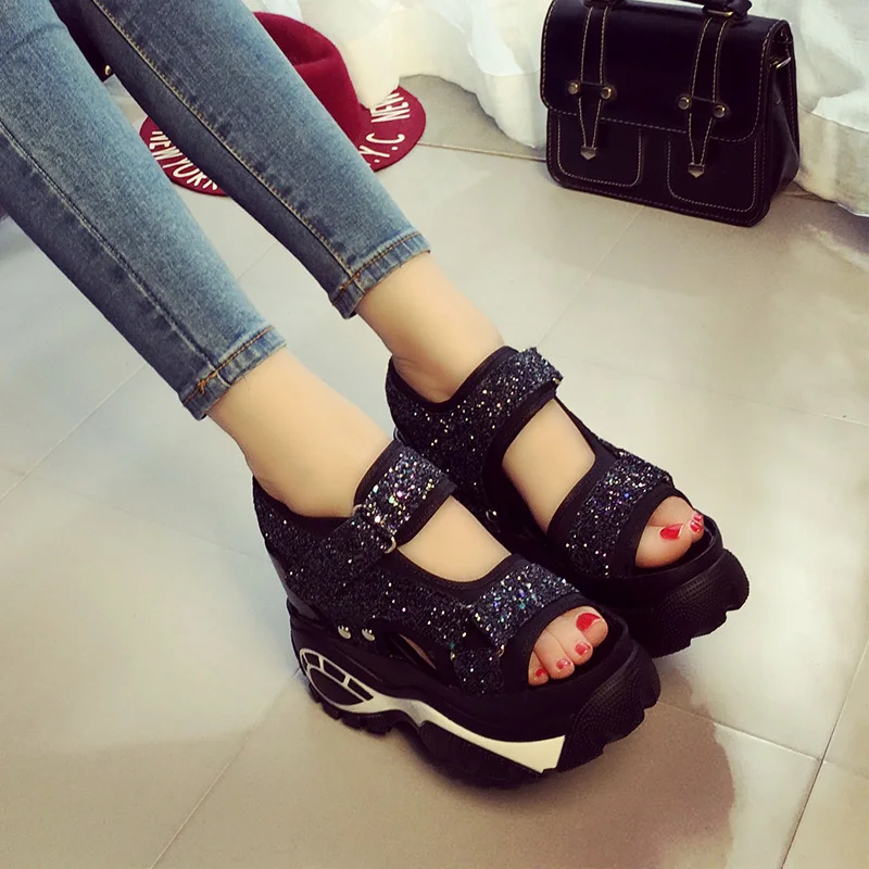 Woman Sandals 2019 Summer Women Concise Platform Sequins Casual Shoes Woman Fashion Thick Bottom Wedges Sandals
