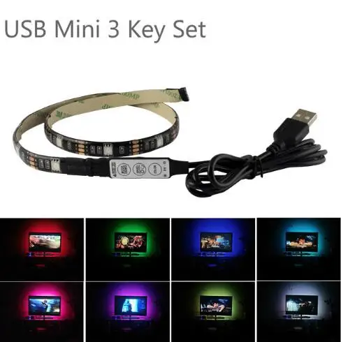 USB СВЕТОДИОДНЫЙ светильник в полоску Wifi RGB SMD 5050 4X50 см 2x50 см+ 2x100 см 5 в музыка Ambilight светодиодный Сказочный ТВ фон ленточное освещение комплект - Испускаемый цвет: with 3key controller