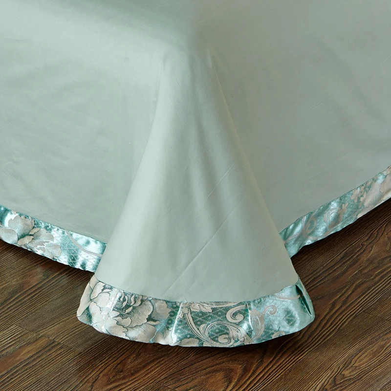 Waliicorners 4-Pcs gold silver lace Jacquard Bed Cover Queen King Size Luxury Bedding Set Silky Bedclothes Duvet Cover Bed Sheet set 51 4