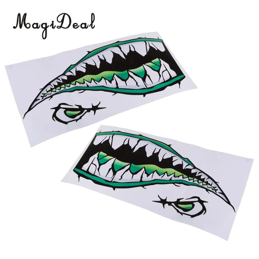 MagiDeal 2Pcs Large Waterproof Shark Teeth Mouth Decals Sticker for Kayak Fishing Dinghy Boat Surfboard Car Truck Bumper Laptop