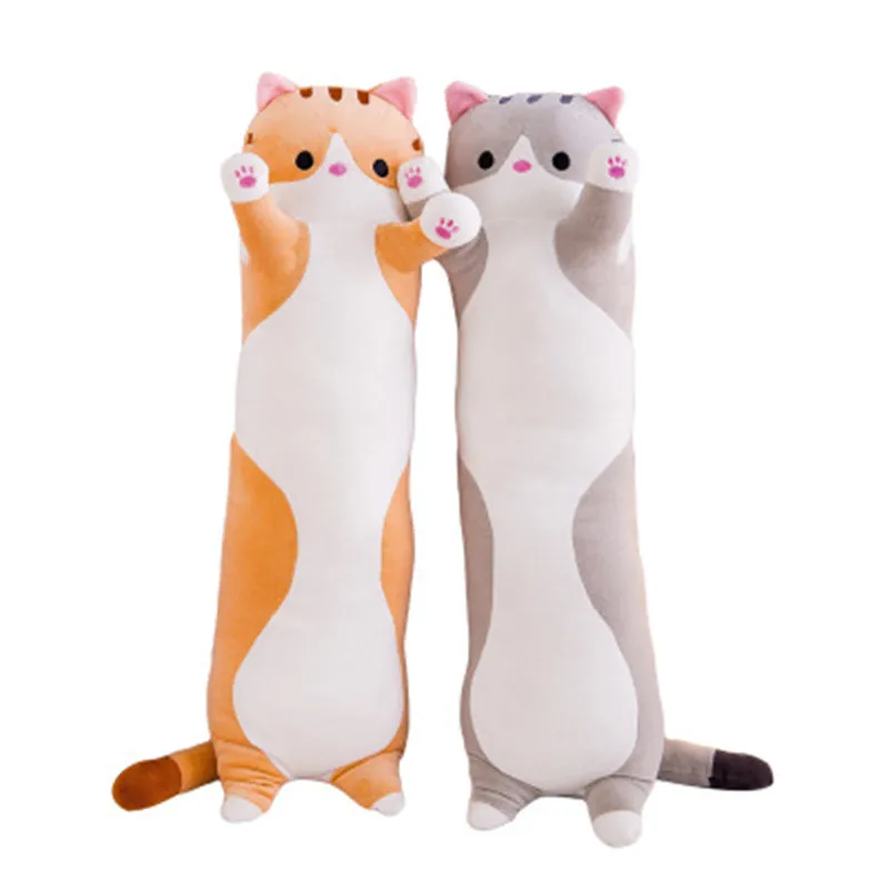 

50-110cm long Cat Pillow Stuffed Plush Cat Toy Soft Cushion Stuffed Animal Cats Pillow Kids Sleeping Kawaii Lovely Gifts For Kid