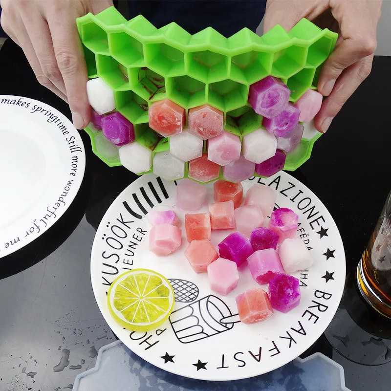 

Honeycomb Shape Ice Cube 37 Cubes Frozen Making Tool Ice Tray Ice Cube Mold Storage Containers ice cube tray mold