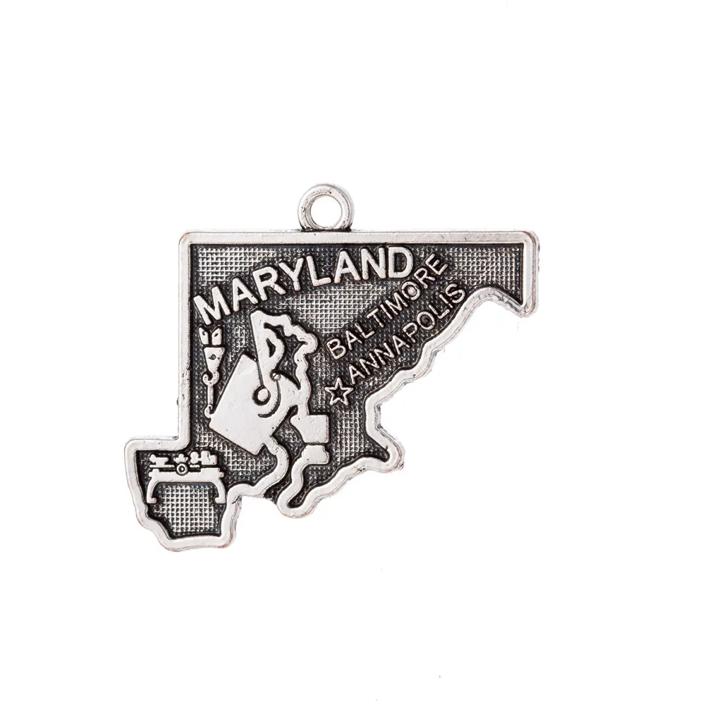 

10pcs Charms Maryland State Map 26x23mm Antique Silver Pendant Maryland State Map Charms For Jewelry Making Jewelry Findings