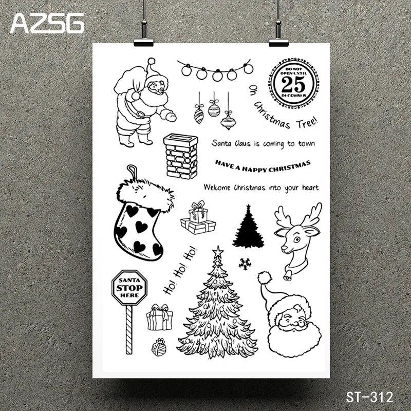 

Santa Clause and Tree Clear Silicone Stamp/Seal for DIY Scrapbooking/Photo Album Decorative Card Making Clear Stamps