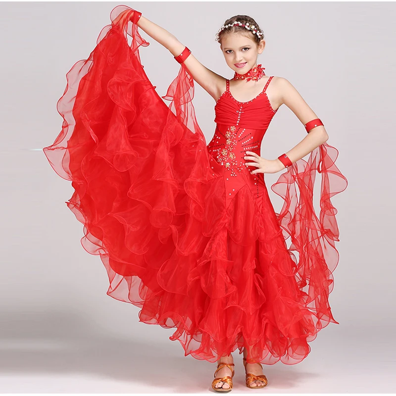 Новое поступление; элегантное детское платье для девочек; цвет розовый, белый; танцевальные костюмы для танго, Венского вальса