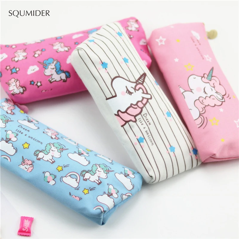Cartoon Unicorn Pencil Case Zipper Pencile Big Bag for Kids Girls Gift Big Case Office Stationery Supplies for school