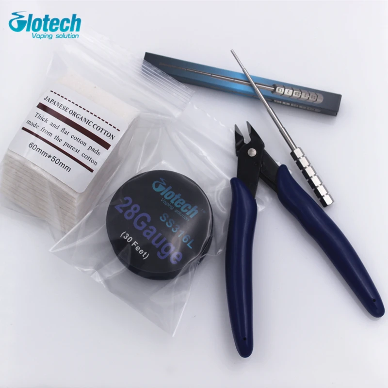 Gotech ss316l Отопление провода DIY комплекты ss316l провода + Щипцы для наращивания волос + катушка джиг + хлопок 10 шт. для E сигареты РБА RDA распылителя