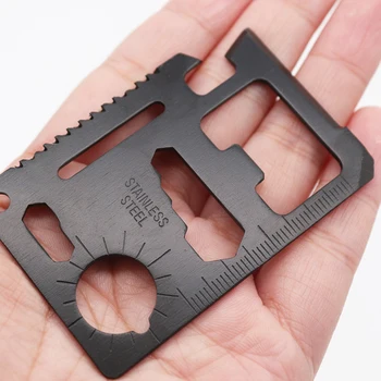 

Multi Tools 11 in 1 Multifunction Outdoor Hunting Survival Camping Pocket Military Credit Card Knife Silver Multitool black