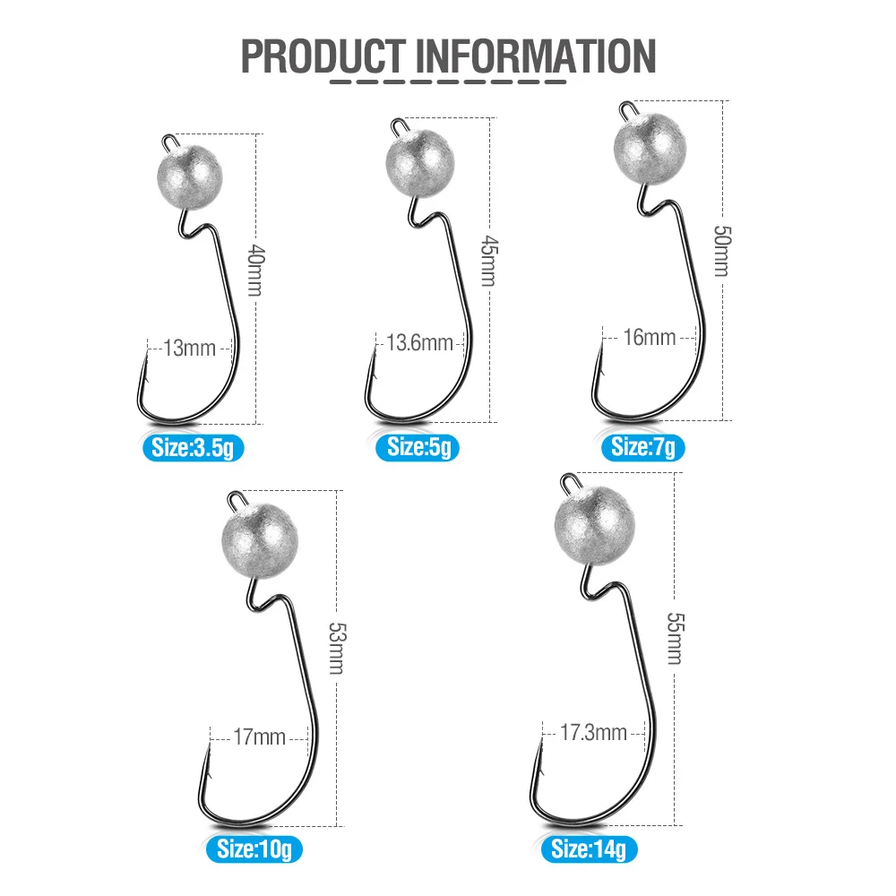 DONQL 5/10 шт. Lead Jig Head рыболовный крючок широкая заводная рукоятка офсетная печать рыболовный крючок для Мягкая приманка в виде червей 3,5g-14g колючий карп рыболовные крючки