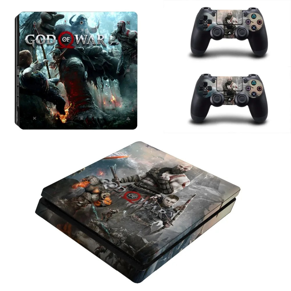 Наклейка God of War 4 PS4 Slim Skin Виниловая наклейка для консоли Sony Playstation и 2 контроллера