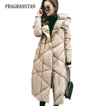 Зимняя женская модная Толстая теплая длинная куртка с ромбовидным блоком и решетчатым пухом, водонепроницаемые толстовки, женские тонкие высококачественные куртки, Y119