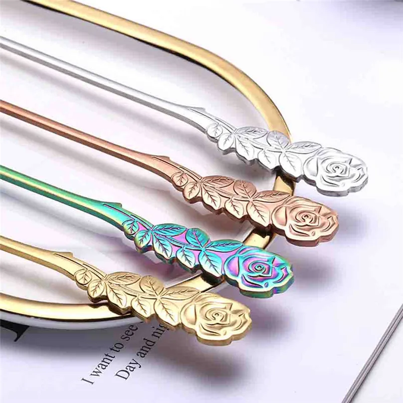 2019New arrival Dinnerware Sets Stainless Coffee Spoon Flower Shape Dessert Ice Cream Candy Tea Spoon #4A04 (8)