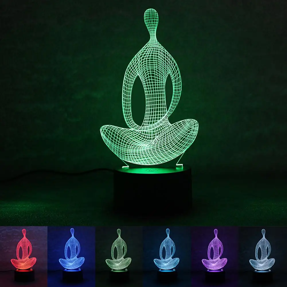 7 цветов 3D медитация в форме Ночной светильник с сенсорным управлением декоративная домашняя лампа