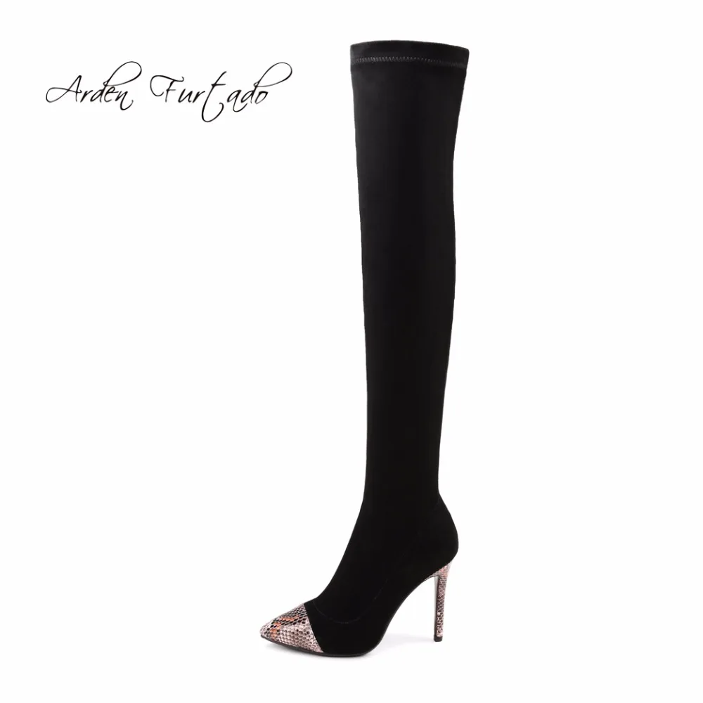 

Arden Furtado 2017 autumn winter high heels 10cm pink boots fashion shoes woman over the knee Stretch boots bling bling shoes