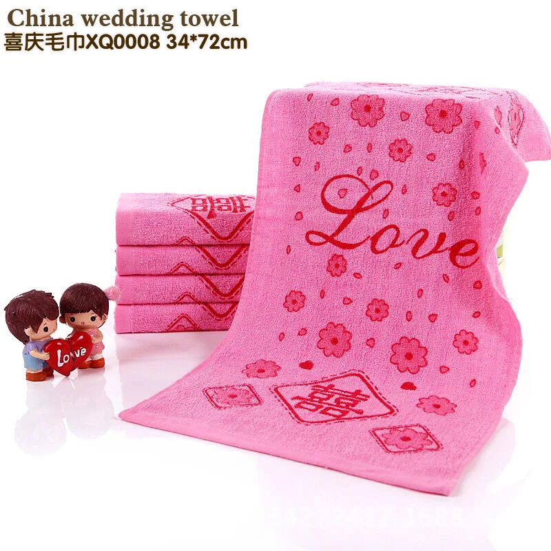 Chinese wedding with a towel Red soft cotton towel Tie the knot Chinese