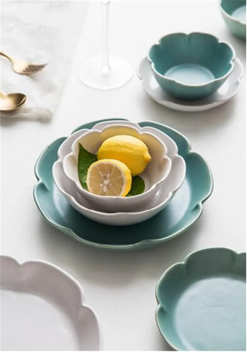 KINGLANG Lotus белый Японский творческий глазурь однотонная Керамика Посуда для дома цветок чаша для риса блюдо