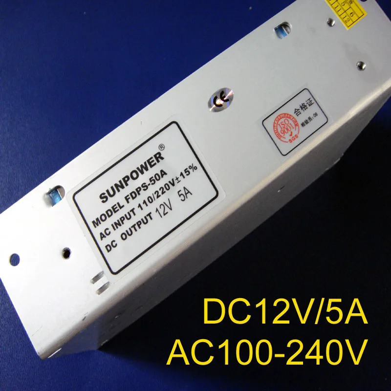 

High quality 12V 5A 60W Switching Power Supply,12V power supply AC100-240V input power suply DC12V Output free shipping 1pcs/lot