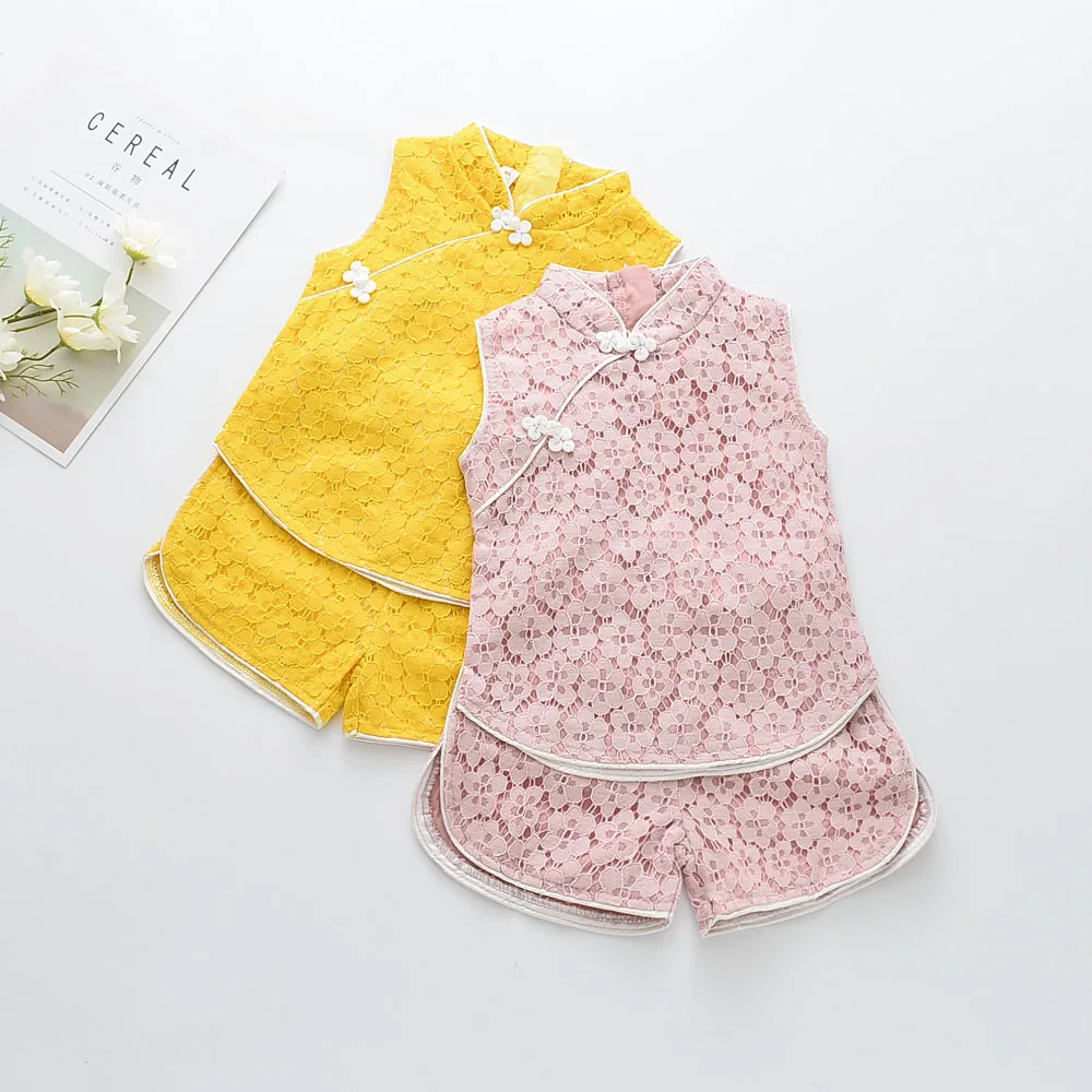 Baby Princess Flower Vests Kids Girls Princess Floral Lace Shorts Floral Wholesale Clothes