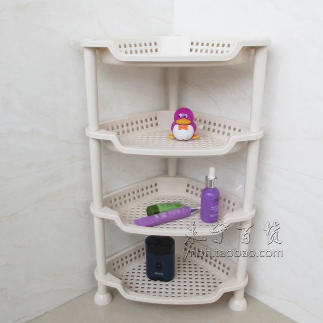 Bathroom Shelves Four Tripod Plastic Storage Rack Countertop Corner Bathroom Shelves Four Tripod Plastic Storage Rack Countertop Corner 0324