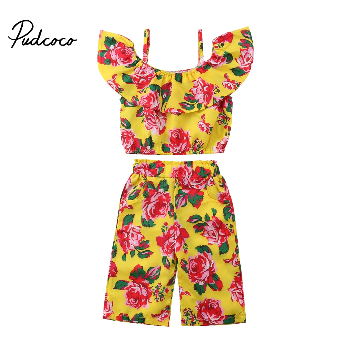 

2PCS Toddler Kids Girls Flower Crop Tops Harlem Pants Trousers Baby Clothing Summer Beach Outfits Set 1-6T new