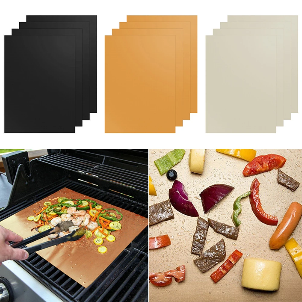 

4PCs / set 40 x33 cm PTFE Heat resisting Barbecue Pad Teflon Grill Custion Nonstick Grilling Mat BBQ Tool Reusable Outdoor