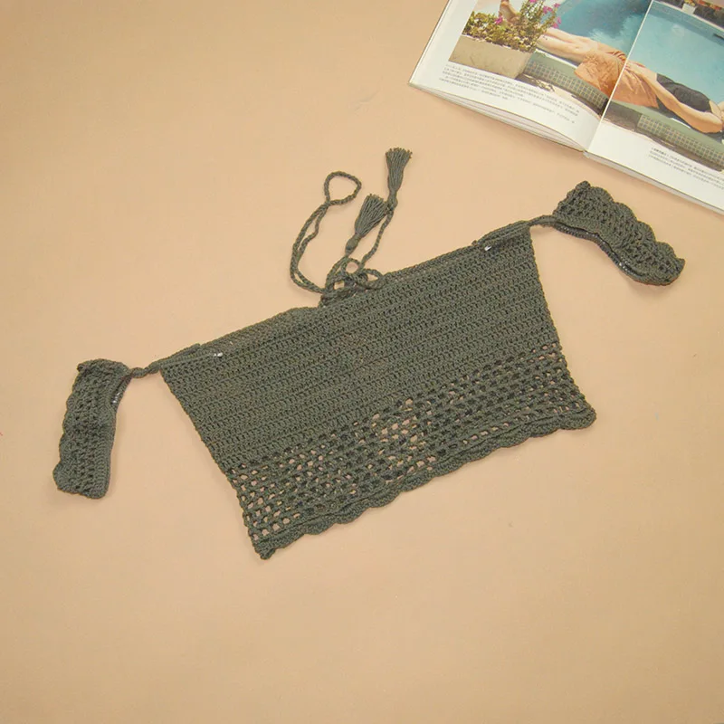 Женский вязаный Топ белый топ бикини с завязками на плечах|bra tank|bra tank toptank top |