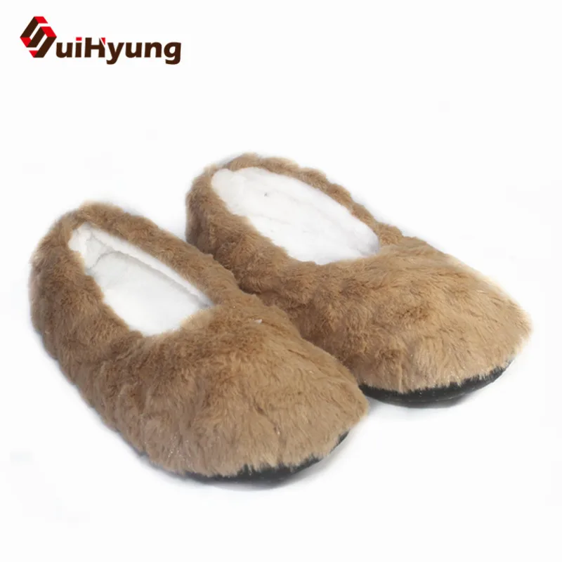 

Suihyung Women Indoor Shoes Winter Warm Flock Home Slippers Ladies Bedroom Slip On Casual Shoes Flats Faux Fur House Floor Shoes