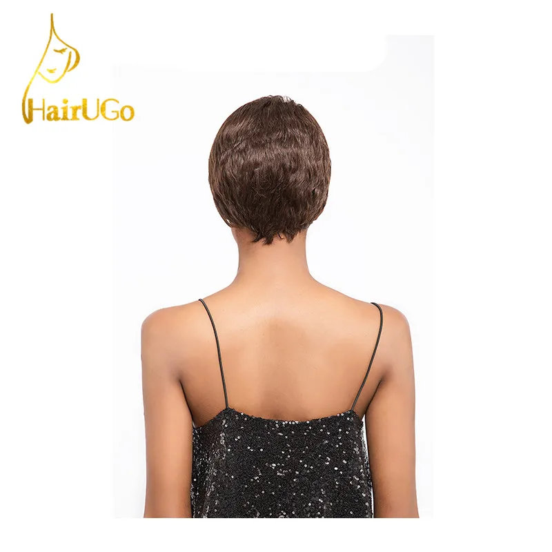 Hairugo волос Малайзия Прямо Девы Человеческие волосы прямые # 1b Цвет короткие Человеческие волосы для черный Для женщин Искусственные парики