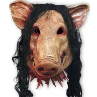 Животные страшные маски свинья голова с черными волосами латексные маски для полной головы