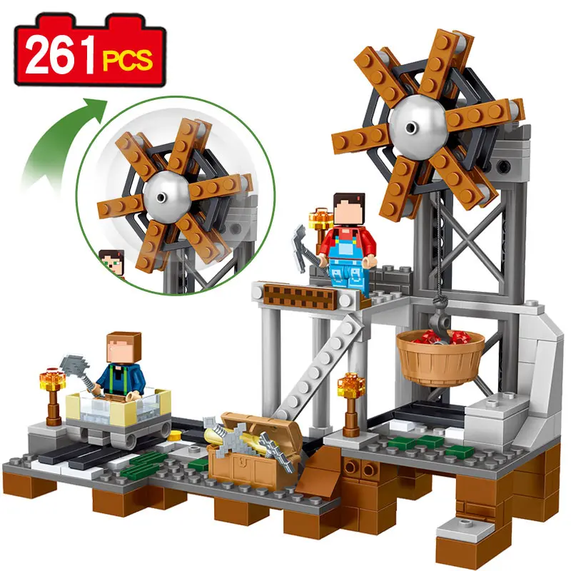 

261pcs MY WORLD Minecrafted Model Building Blocks Mine Equipment Compatible With Legoings Kids Bricks Mini Action Figures Toys