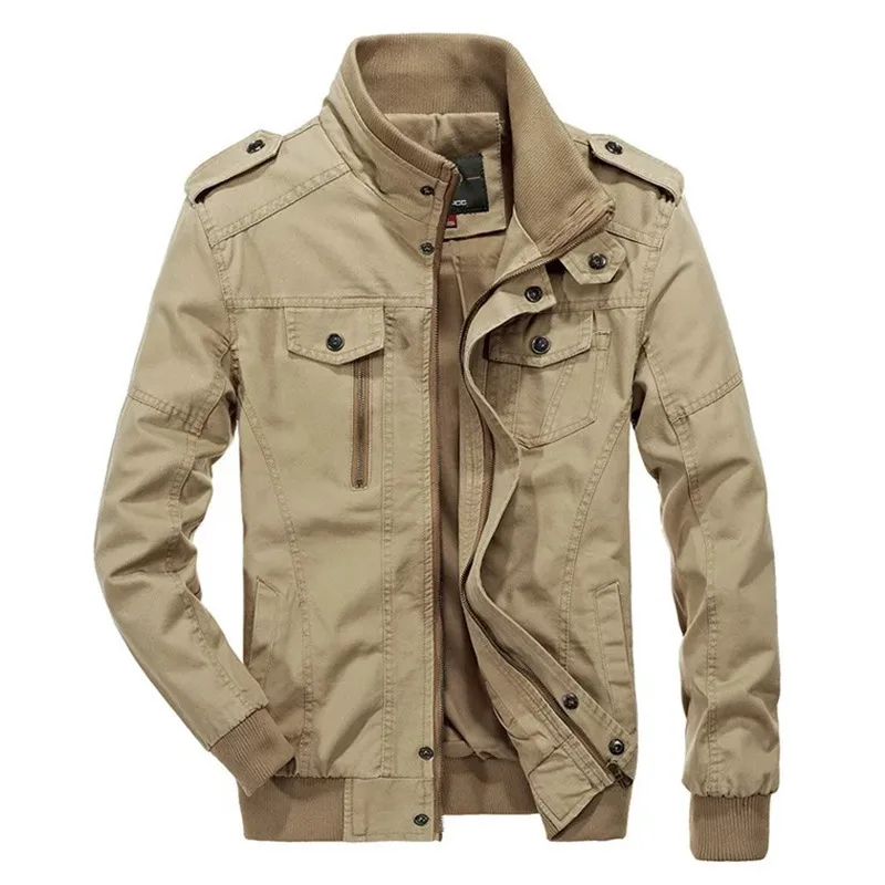

New Autumn Bomber Jackets Men Multi-Pockets Zipper Stand Collar Army Style Military jaqueta masculina tactical tracksuit