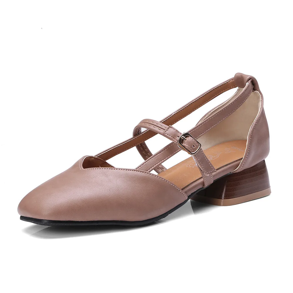 apricot Talon 2018 Nouvelle Femmes Femme marron Pompes Confortable Carré Grande Taille Boucle brown 46 Chaussures Morazora Mode Arrivée Simple Noir 33 Lady De SBxTd4w