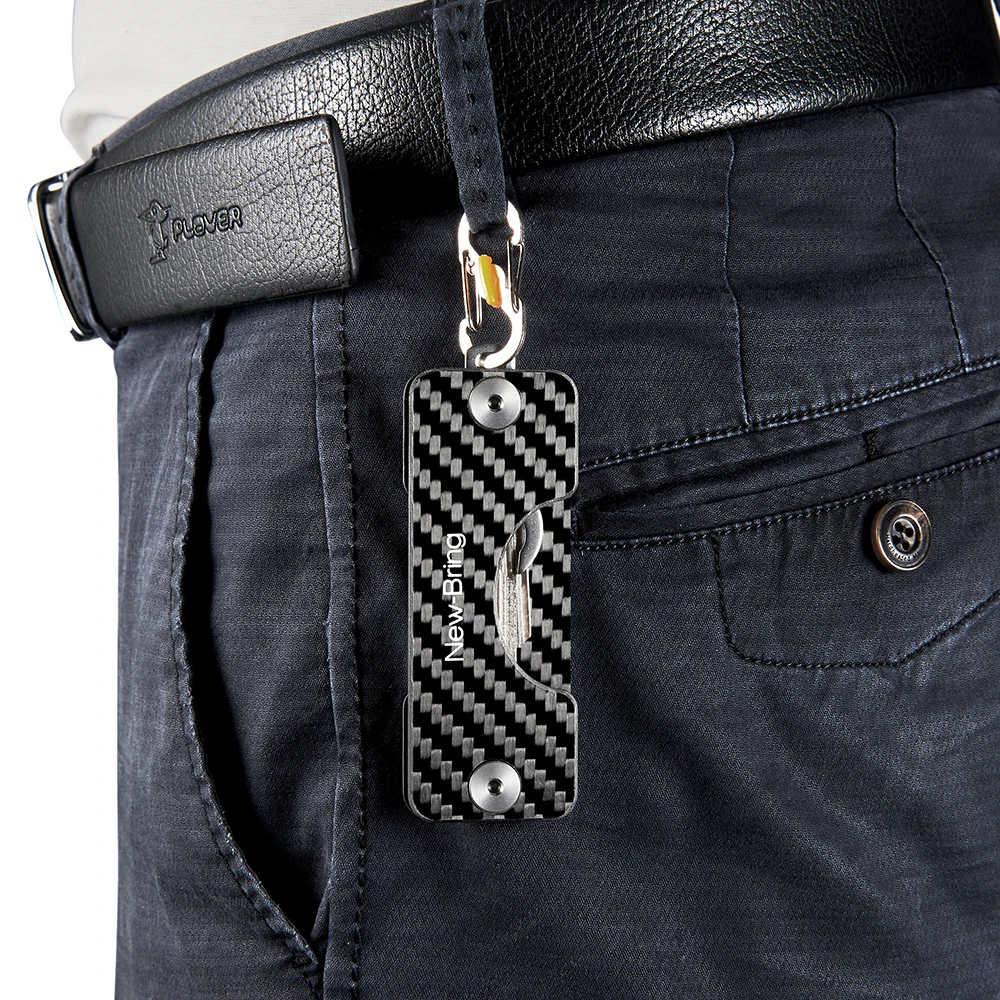 NewBring Smart Key Holder Keychain Car Key Wallets Ring Collector Housekeeper Carbon Fiber G2 DIY EDC Pocket Organizer Smart key holder key organizer key purse