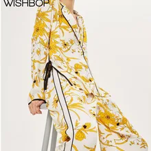 Лето/Осень Женская линейная рубашка с цветочным принтом куртка с боковым галстуком-модная женская повседневная куртка с вырезом