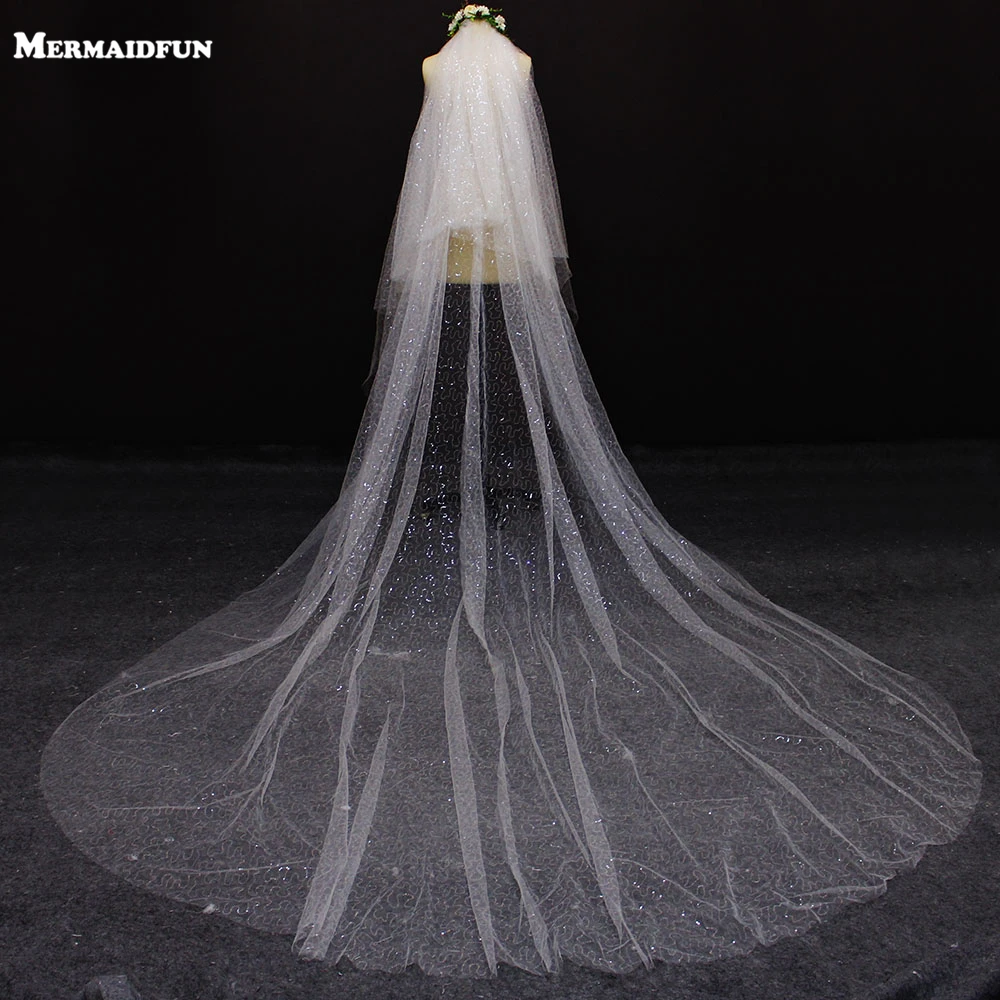 MERMAIDFUN Real Pictures 2 Layers 4 Meters Sequined Material Long