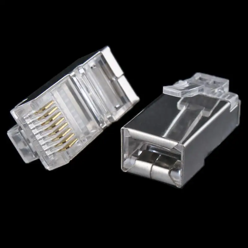 Оптовая продажа 10 шт. RJ45 RJ-45 8P8C сетевой кабель разъем CAT5 металлический щит