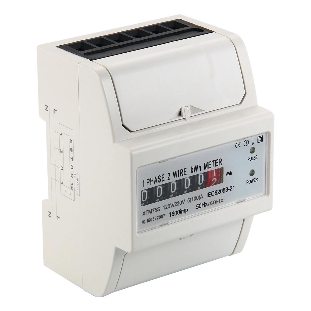 

230V 5 (100) A AC Power Meter SO Electricity Power Counter KWH Guide DIN Rail LCD BI104-SZ