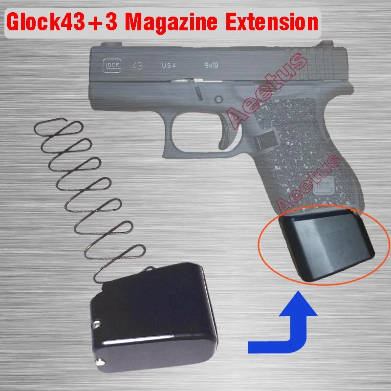 Новая ЧПУ обработанная подставка для журналов Glock 43 + 3 расширение Plus Бесплатная